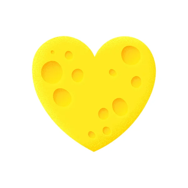 Cheese Heart Shape Vector Illustration White Background — Stock Vector