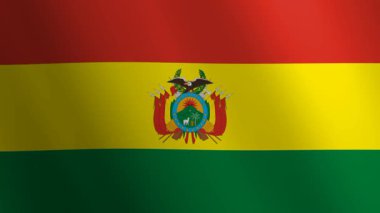 Bolivya 'nın ulusal bayrağını armalı sallıyordu. Kırmızı, sarı ve yeşil çizgiler. Kusursuz bir döngü içinde gerçekçi 3D animasyon
