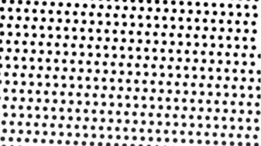 Animasyon siyah-beyaz benek deseni. Noktalardan oluşan bir ızgara çaprazlama, kusursuz ve sürekli bir hareketle ince dalgalı bir optik illüzyon yaratıyor. Minimalist soyut arkaplan. Kategori Grafik Kaynakları