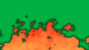 Yeşil ekran arka planında yanan ateş duvarının canlandırılması. Gerçekçi turuncu ve kırmızı alevler, krom anahtar görsel efektler için kusursuz bir döngü içinde titreşir..