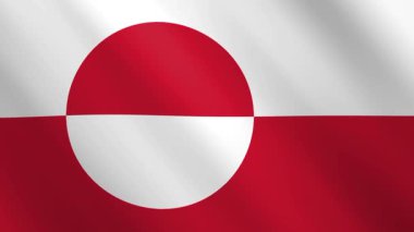 Grönland 'ın ulusal bayrağını sallıyor. Kırmızı ve beyaz çift renkli dizayn ve karşı renkli merkezi disk. Kusursuz bir döngü içinde gerçekçi 3D animasyon.