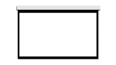 Bir projektör ekranının aşağı yukarı hareketi. Krom anahtarlama için yeşil ekran arkaplanı üzerinde boş bir beyaz sürüm ve mavi bir ekran içerir.