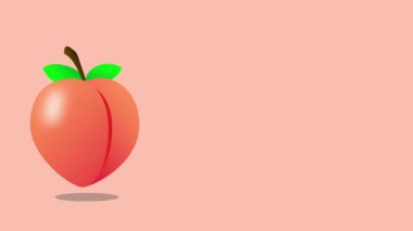 2D karikatür şeftali ikonu zıplıyor. Yumuşak eğilimli minimalist meyve animasyonu. Pembe arka planda kusursuz döngü hareketi.