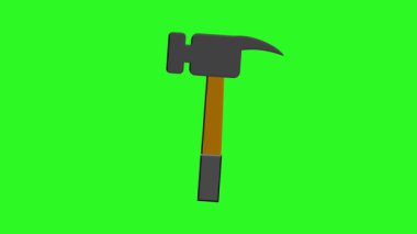 Üç boyutlu bir karikatür çekicin animasyonu sürekli olarak yüzeye çarpar. Krom anahtarlama için yeşil ekran arkaplanı üzerinde basit grafik.