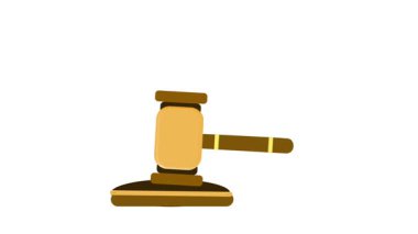 Yargıcın tokmağının sürekli olarak ses bloğuna çarpması. İzole edilmiş beyaz bir arkaplanda basit bir 2D karikatür çizimi. Kusursuz döngü.