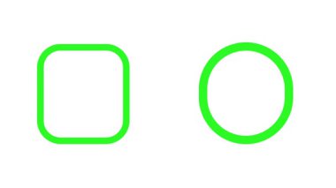 Canlandırılmış kontrol ve çapraz işaretleme simgeleri. Bir kare ve dairenin içine yeşil bir işaret ve kırmızı bir X çiziliyor. Beyaz arkaplanda en az 2B çizgi çizimi.