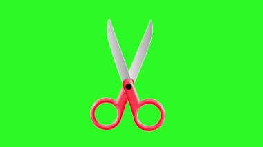 Makas kes ve yeşil ekranı göster. 2D animasyon geçiş etkisi. İki versiyon içeriyordu: beyaz zemin üzerinde kırmızı makas ve siyah zemin üzerinde mavi makas..