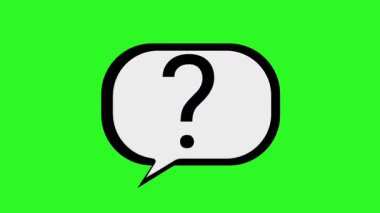 Soru işareti simgesi animasyonu. Konuşma balonunda siyah bir 3D sembolü.