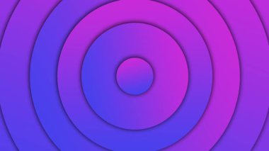 Mor ve mavi gradyanı olan katmanlı eşmerkezli dairelerin kusursuz bir döngüsü. Gölge efektli minimalist şekiller hafif bir titreşim oluşturur.