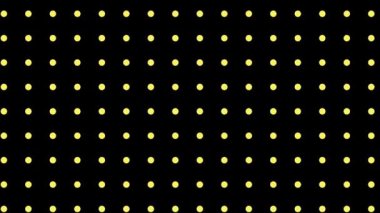 Siyah arka planda parıldayan sarı noktalardan oluşan bir ızgaranın pürüzsüz döngü animasyonu. Parıldayan ışığın etkisiyle minimalist dijital desen.