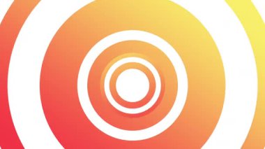 Beyaz arka planda genişleyen turuncu ve sarı merkezli oval pürüzsüz bir döngünün animasyonu. Asgari hipnotik tünel etkisi.