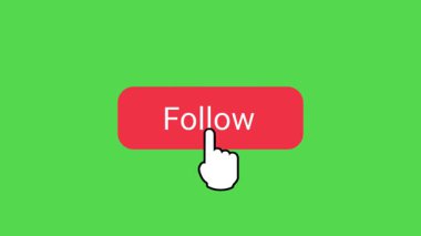 Tıklayan bir el imleci ile düğme animasyonunu takip et. Kırmızı ve siyah düğmeler yeşil ekran arka planında 