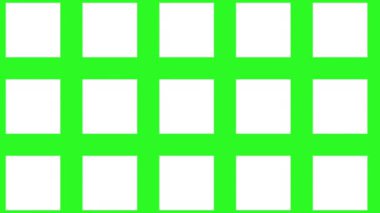 Beyaz dikdörtgen animasyon şebekesi. Yeşil ekran arka planında bir çerçeve ya da yer tutucu düzeni belirir. Birden fazla ögeyi göstermek için en az grafik.