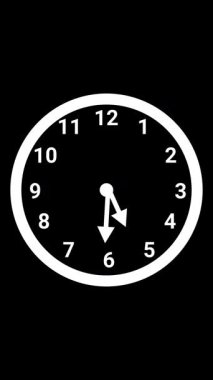 Siyah arkaplandaki minimalist beyaz analog saatin pürüzsüz döngüsü. Saat elleri hızlı bir zaman atlamalı harekette hızla döner..
