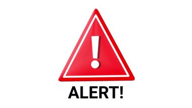 Kırmızı üçgen uyarı işaretinin canlandırılması, ünlem işareti ve 