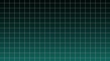 Koyu turkuaz bir arkaplan üzerinde ilerleyen beyaz bir ızgaranın geçmişe dönük animasyonu. Üç boyutlu dijital manzara sanal bir seyahat hissi yaratıyor..