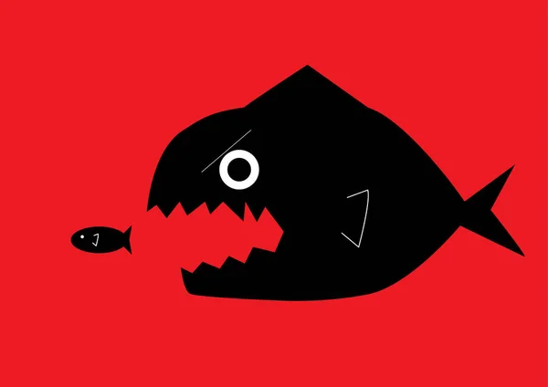 Büyük balık küçük balığı vektör simge yemek