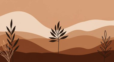 abstract natural background with mountains and hills in the morning, minimalist art, aesthetic natural landscape. vector illustration.