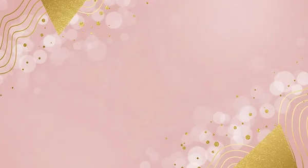 elegant pink gold banner with gold glitter.