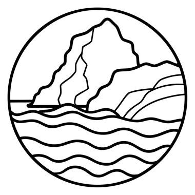 Coastal Rocks Silhouette Line Art Coloring Page