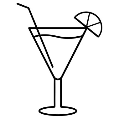 Cocktail Glass Line Art Coloring Page