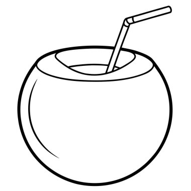 Coconut Drink Line Art Coloring Page