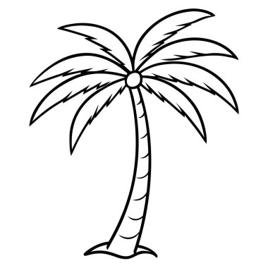 Coconut Palm Tree Line Art Coloring Page