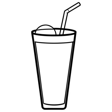 Cold Tea Glass Outline Line Art Coloring Page