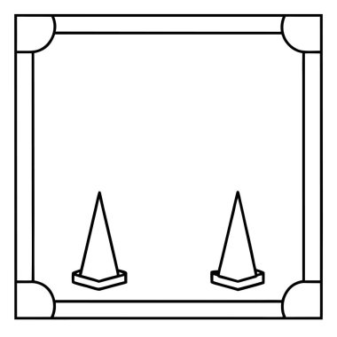 Cones And Training Gear With Border Frame Line Art