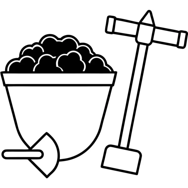 Coal Mining Tools Line Art Coloring Page