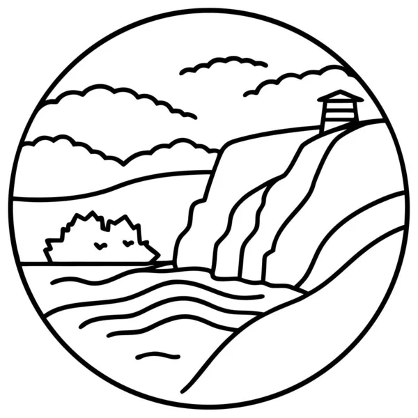 Coastal Bluff Line Art Coloring Page