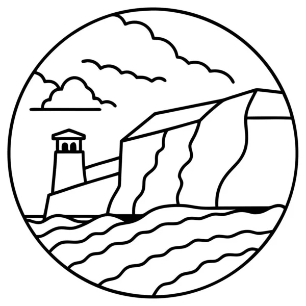 Coastal Cliff Line Art Coloring Page