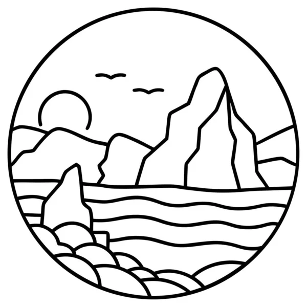 Coastal Rocks Landscape Line Art Coloring Page