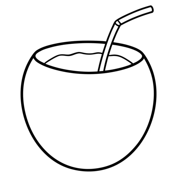 Coconut Drink Outline Line Art Coloring Page
