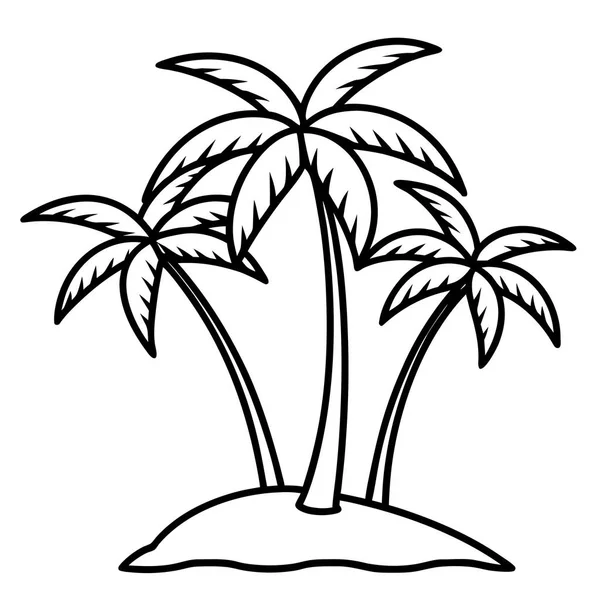 Coconut Palm Trees On Island Line Art Coloring Page