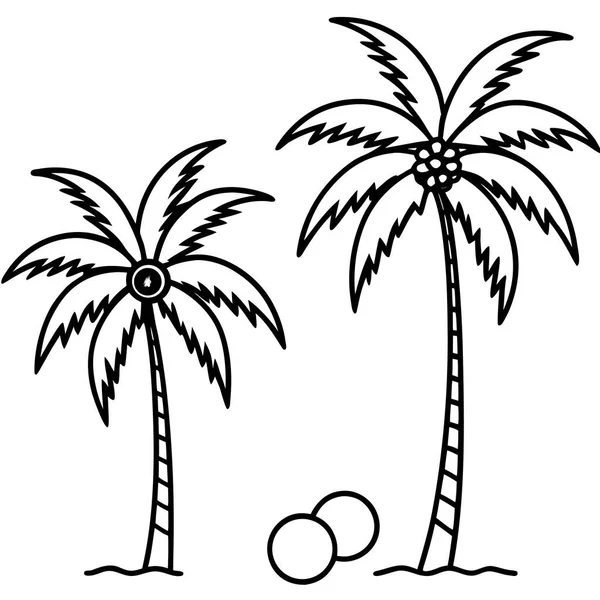 Coconut Plantation Scene Line Art Coloring Page
