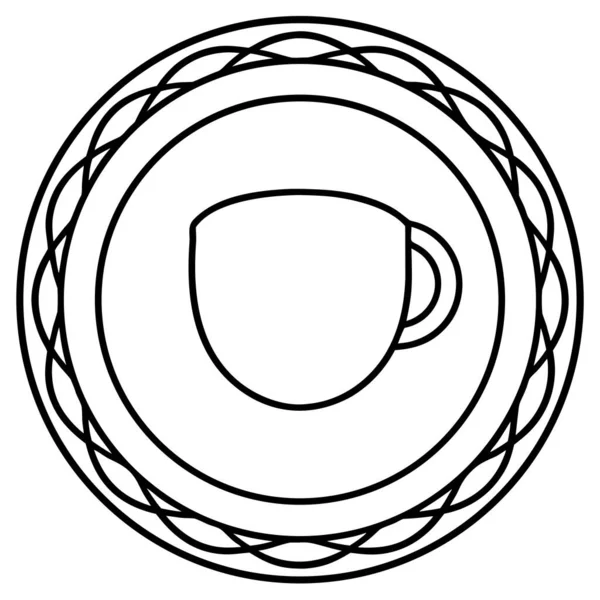 Coffee Mug With Circular Frame Pattern Line Art Coloring Page