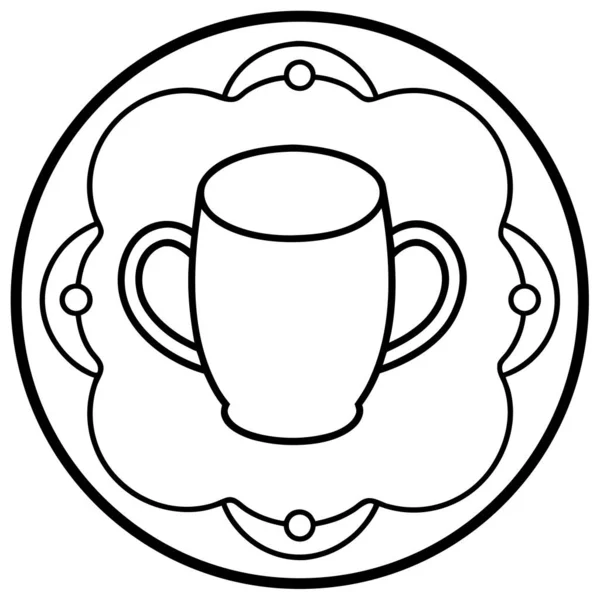 Coffee Mug With Decorative Frame Line Art Coloring Page