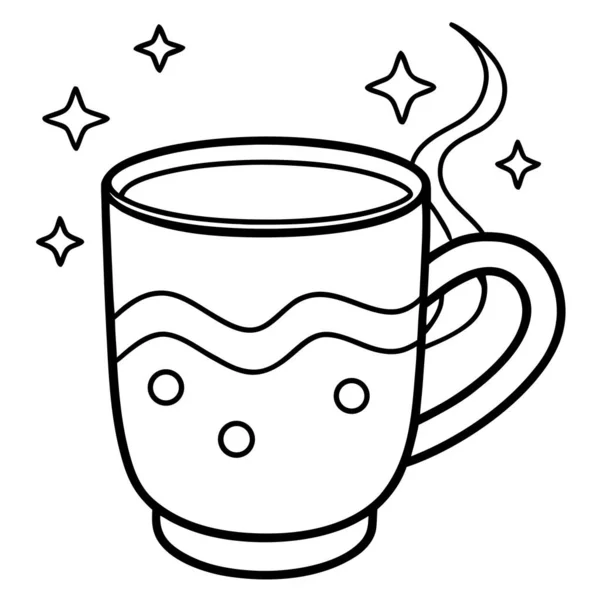 Coffee Mug With Stars And Swirls Decoration Line Art Coloring Page