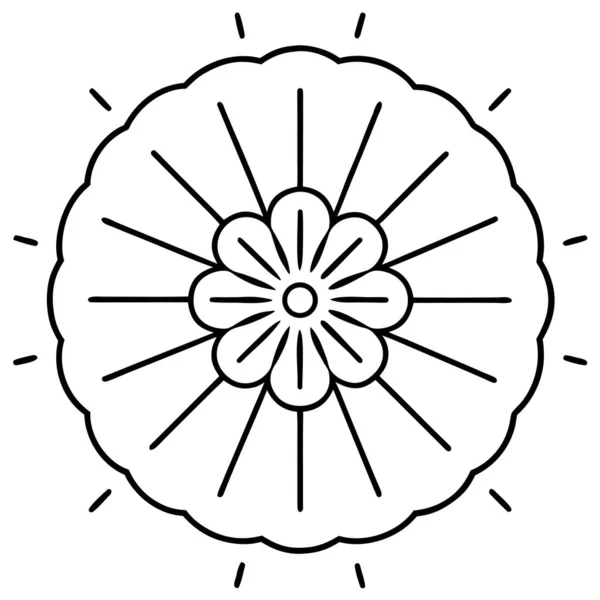 Coins Mandala With Floral Rays Line Art Coloring Page