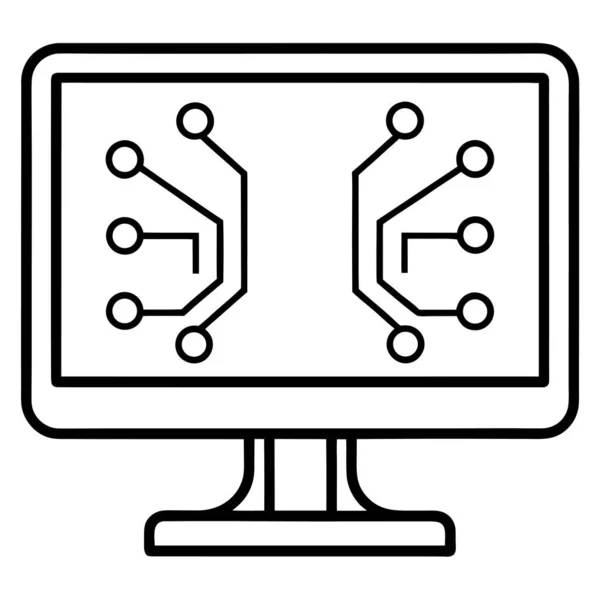 Computer Monitor With Circuit Pattern Line Art Coloring Page