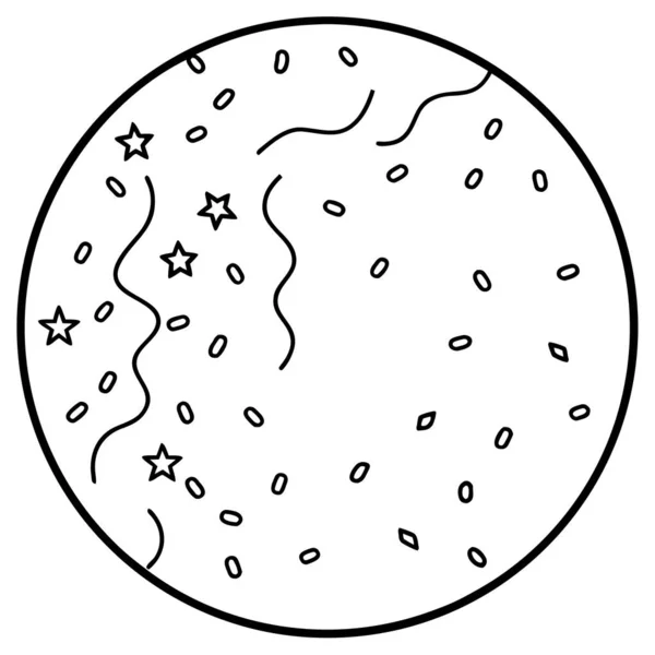 Confetti And Streamers Inside Circular Frame Line Art Coloring Page