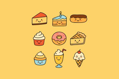 Tatlı seti cheesecake, doğum günü pastası, ekler, kek, çörek, pasta, kek, milkshake, dondurma