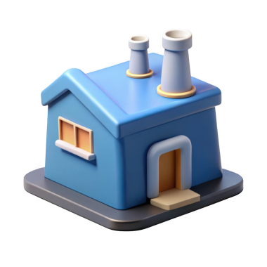 Karikatür tarzı bir fabrika binasının yüksek kalite üç boyutlu tasarımı. Temiz tasarım ve gerçekçi tasarım bunu ticari veya hisse senedi kullanımı için uygun hale getirir. Bu resim, çeşitli tasarım projeleri için çok yönlü olan şeffaf bir arkaplan içerir..