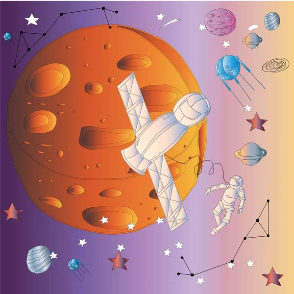 çocuk yıldız ve uzay tozu, dijital sanat tarzı ile gece gökyüzüne karşı toprağa gömülü büyük ampul yarım çekti