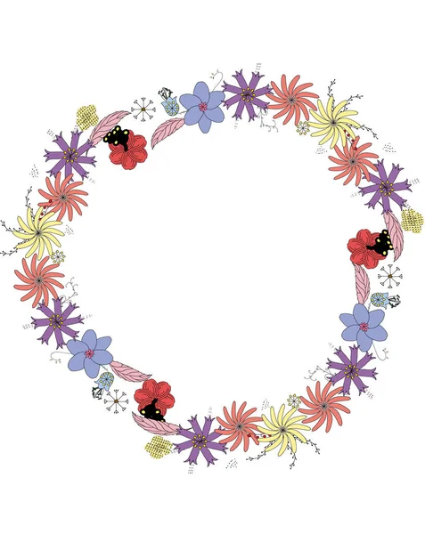 çiçek çelenk ve desenli çiçek fırçası