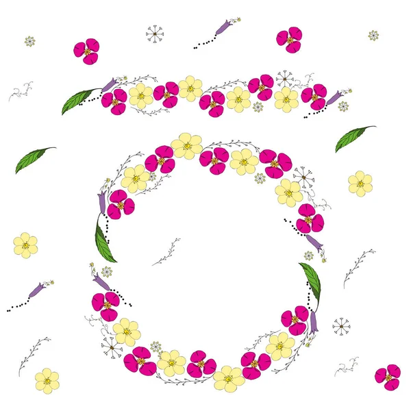 çiçek çelenk ve desenli çiçek fırçası