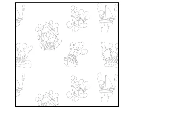 Dalgalar üzerinde küçük tekneler ile ilham Deniz desen.