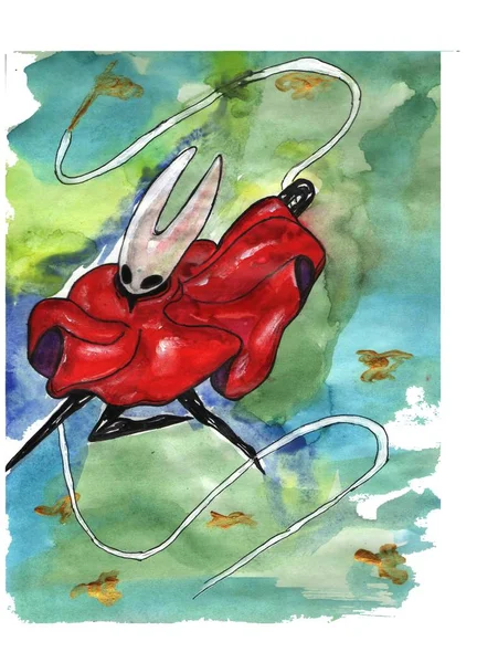 Komik bir Suluboya illüstrasyon . El yapımı çizgi film karakteri.oyundan bir karakterin suluboya el çizimi