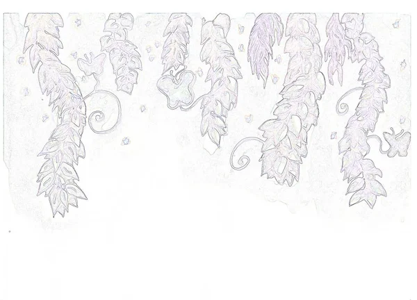 sihirli bir orman el çizim, botanik illüstrasyon, süslemeleri için, posterler, düğün romantik tasarım, çiçek etkisi, iç için